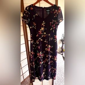 90s vintage purple floral short sleeve semi sheer dress